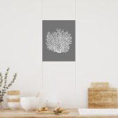 Afdrukken van ventilatorkoraal, Bleek zilver op mi Poster (Keuken)