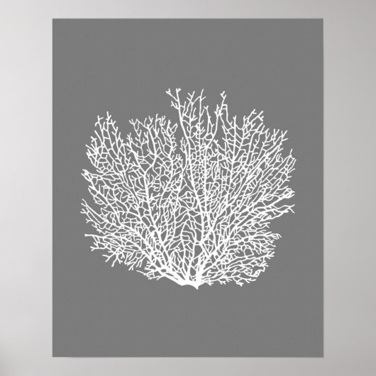 Afdrukken van ventilatorkoraal, Bleek zilver op mi Poster (Voorkant)