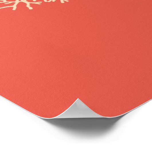 Afdrukken van ventilatorkoraal, doorschijnend op d poster (Hoek)