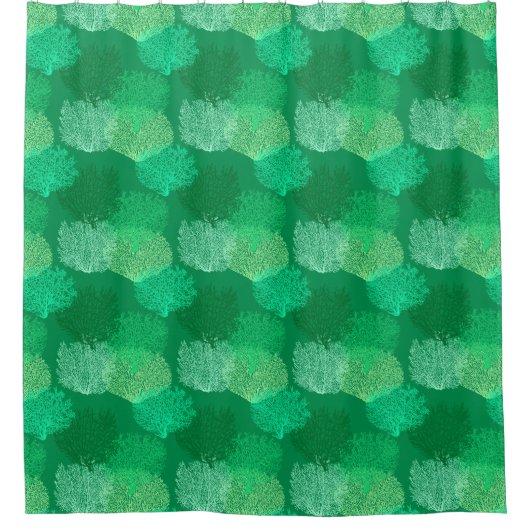 Afdrukken van ventilatorkoraal, schaduwen van Jade Douchegordijn (Voorkant)