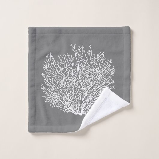 Afdrukken van ventilatorkoraal, schaduwen van zilv bad handdoek (Wasdoekje)