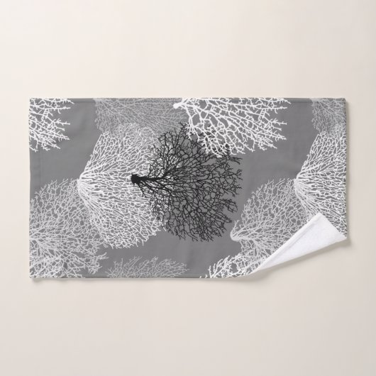 Afdrukken van ventilatorkoraal, schaduwen van zilv bad handdoek (Handdoek)