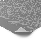 Afdrukken van ventilatorkoraal, schaduwen van zilv poster (Hoek)