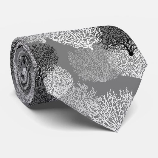 Afdrukken van ventilatorkoraal, schaduwen van zilv stropdas (Opgerold)