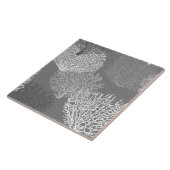 Afdrukken van ventilatorkoraal, schaduwen van zilv tegeltje (Zijkant)