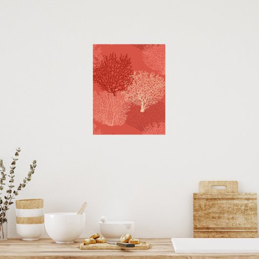 Afdrukken van ventilatorkoralen, schaduwen van kor poster (Keuken)