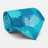 Afdrukken van ventilatorkoralen, Turquoise, Aqua e Stropdas (Opgerold)