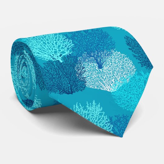 Afdrukken van ventilatorkoralen, Turquoise, Aqua e Stropdas (Opgerold)