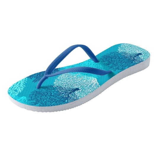 Afdrukken van ventilatorkoralen, Turquoise, Aqua e Teenslippers (Schuin)