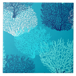 Afdrukken van ventilatorkoralen, Turquoise, Aqua e Tegeltje