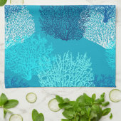 Afdrukken van ventilatorkoralen, Turquoise, Aqua e Theedoek (Gevouwen)