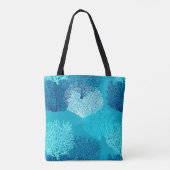 Afdrukken van ventilatorkoralen, Turquoise, Aqua e Tote Bag (Achterkant)