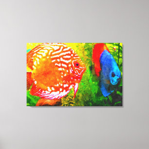 Afdrukken van viscanvas van Discus aquarium