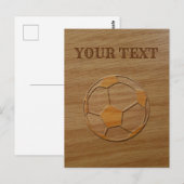 Afdrukken van Voetbal in aangepaste houttekst Briefkaart (Voorkant / Achterkant)