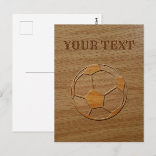 Afdrukken van Voetbal in aangepaste houttekst Briefkaart (Voorkant / Achterkant)
