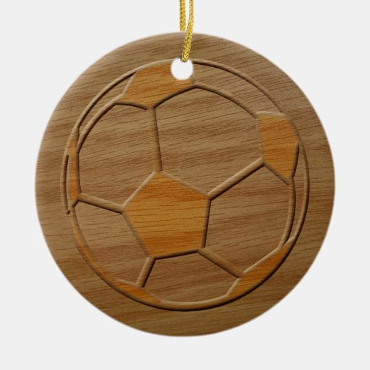Afdrukken van Voetbal in hout Keramisch Ornament (Voorkant)