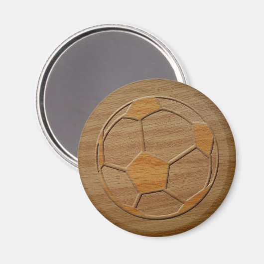 Afdrukken van Voetbal in hout Magneet (Voorkant / Achterkant)