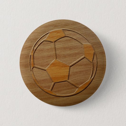 Afdrukken van Voetbal in hout Ronde Button 5,7 Cm (Voorkant)