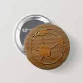 Afdrukken van Voetbal in hout Ronde Button 5,7 Cm (Voorkant /achterkant)