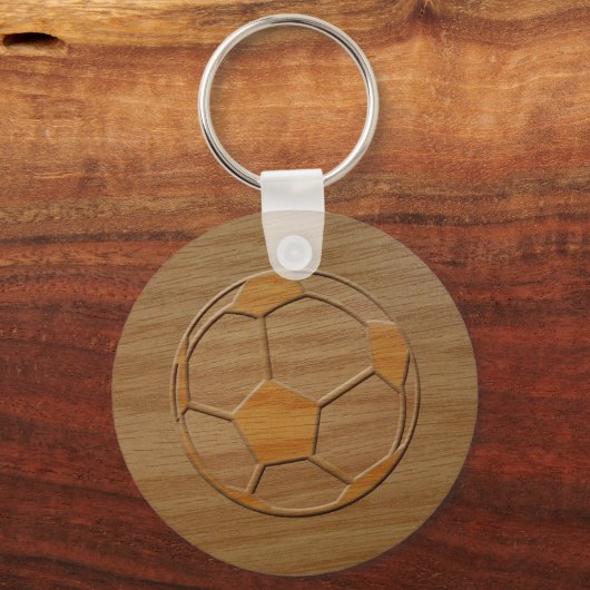 Afdrukken van Voetbal in hout Sleutelhanger (Voorkant)