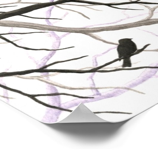 Afdrukken van vogels en vertakkingen poster (Hoek)