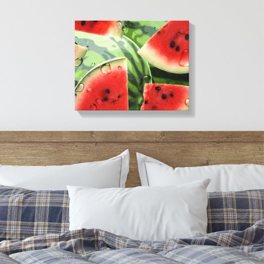 Afdrukken van watermeloenen op keukencanvas, vers (Insitu (Slaapkamer))