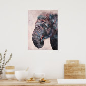 Afdrukken van Waterverf met Afrikaanse olifant Poster (Keuken)
