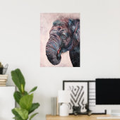 Afdrukken van Waterverf met Afrikaanse olifant Poster (Thuiskantoor)