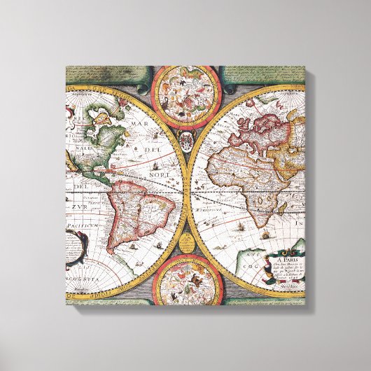 Afdrukken van wereldkaart, kunstschilder en wandbe (Voorkant)