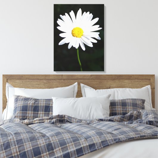Afdrukken van White Daisy Flower Canvas (Insitu (Slaapkamer))