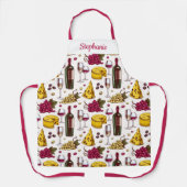 Afdrukken van wijn en kaas, aangepast tekstplatfor schort (Voorkant)