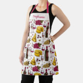 Afdrukken van wijn en kaas, aangepast tekstplatfor schort (Insitu)