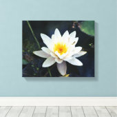 Afdrukken van wit waterlily Stretted Canvas (Insitu (Houten vloer))