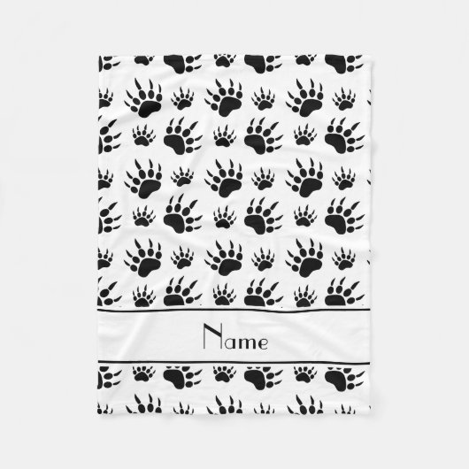 Afdrukken van witte beer met persoonlijke naam fleece deken (Voorkant)
