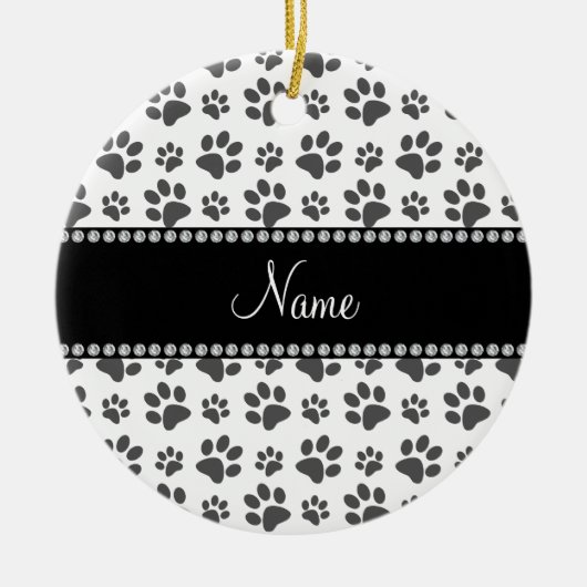 Afdrukken van witte hondjes op maat keramisch ornament (Voorkant)