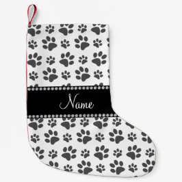 Afdrukken van witte hondjes op maat kleine kerstsok