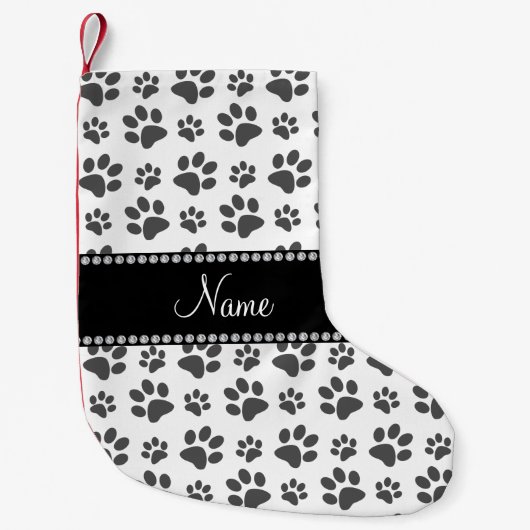 Afdrukken van witte hondjes op maat kleine kerstsok (Voorkant)