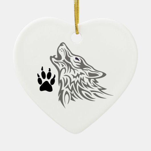 AFDRUKKEN VAN WOLF EN PAW KERAMISCH ORNAMENT (Voorkant)