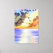 Afdrukken van zee Sunset Flying Birds Canvas - sch (Voorkant)