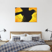 Afdrukken van zwart Crow Grunge Wrapped Canvas (Insitu (Slaapkamer))