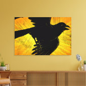 Afdrukken van zwart Crow Grunge Wrapped Canvas (Insitu (Woonkamer))