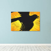 Afdrukken van zwart Crow Grunge Wrapped Canvas (Insitu (Houten vloer))