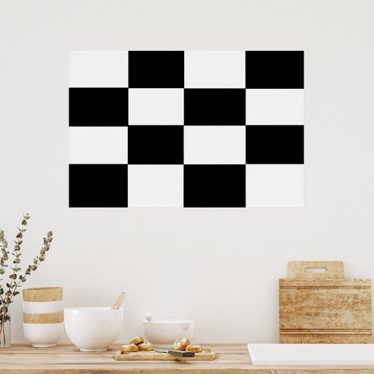 Afdrukken van zwart en wit gecheckt Canvas Poster (Keuken)
