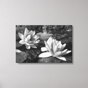 Afdrukken van zwart en wit Lotus Flowers