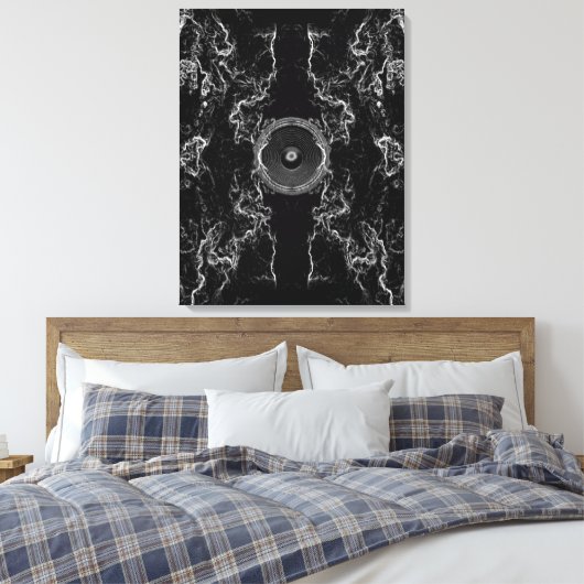 Afdrukken van zwart-wit muziekluidsprekercanvas (Insitu (Slaapkamer))