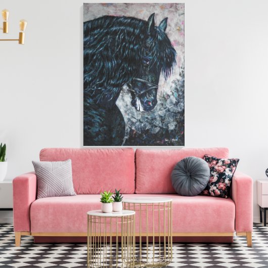 Afdrukken van zwart-wit paard (Insitu (Woonkamer))