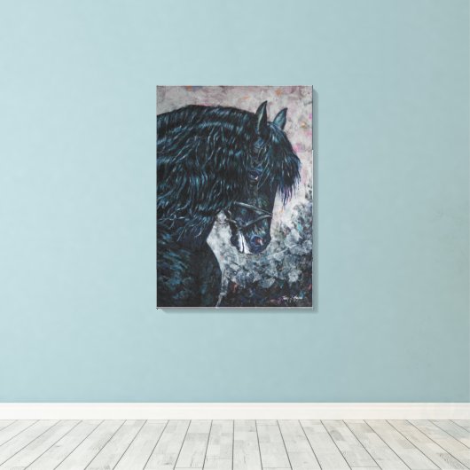 Afdrukken van zwart-wit paard (Insitu (Houten vloer))