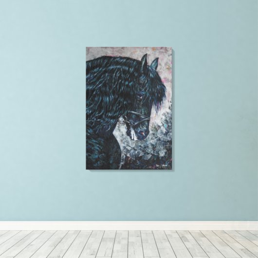 Afdrukken van zwart-wit paard (Insitu (Houten vloer))