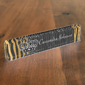 Afdrukken van zwarte tijger en sinaasappel van afb naambordje (Zijkant)