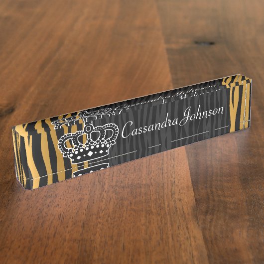 Afdrukken van zwarte tijger en sinaasappel van afb naambordje (Zijkant)